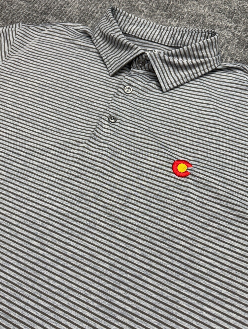 Vineyard Vines Performance Polo Shirt Mens Large Heathered Gray Striped Golf